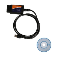 ELM327 USB Cable Plastic USB ELM327 OBDII Interface With V1.5 ELM327 USB Software And 25K80 +FT232RL Chip