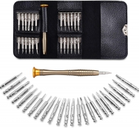 25 in 1 Mini Precision Mechanic Screwdriver Set Magnetic Design 25PCS Precision Screwdriver Repair Kit with Black Leather Bag For Mobile, PC, Cell Phone And Glasses etc
